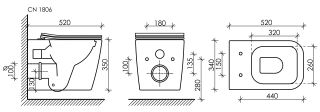 Подвесной унитаз Ceramica Nova Cubic CN1806 безободковый белый Подвесной унитаз Ceramica Nova Cubic CN1806 безободковый белый