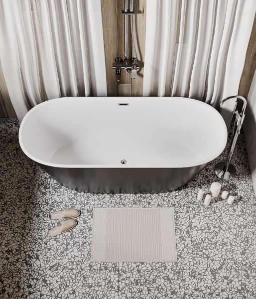 Акриловая ванна Grossman Forta GR-1503MB 170x75см чёрный матовый/белый