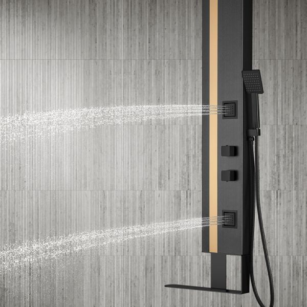 Душевая панель Black&White Gravity 026000 чёрный матовый/брашированное золото