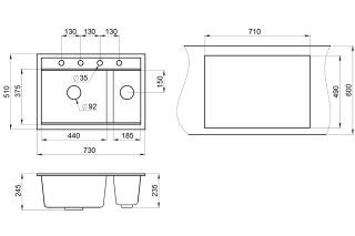 Кухонная мойка GRANULA KS-7302i Черный