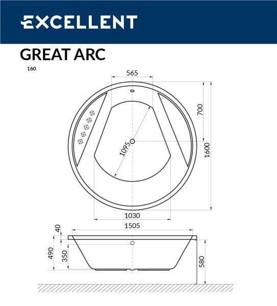 Ванна акриловая EXCELLENT Great Arc 160