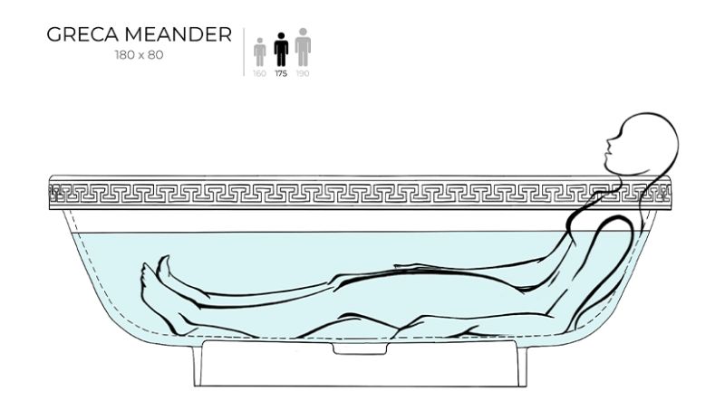 Ванна из искусственного камня Salini Greca Meander S-Stone 103021M 180x80см белый матовый
