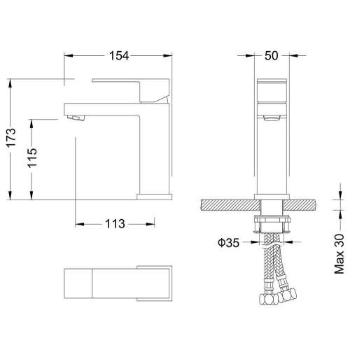 Cмеситель для раковины Grocenberg GB2008 Черный матовый