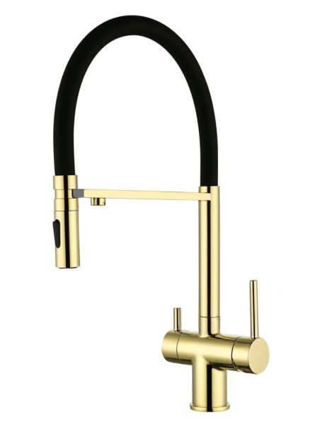 Смеситель для кухни под фильтр на магните GROCENBERG GB4096GO (Kerox Венгрия) Золото глянец