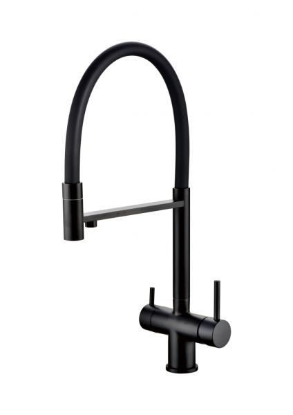 Смеситель для кухни Grocenberg GB4099 с гибким изливом черный матовый