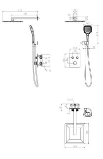 Душевая система скрытого монтажа Grocenberg GB5040BG с Термостатом Vernet (Франция) Графит Душевая система скрытого монтажа Grocenberg GB5040BG с Термостатом Vernet (Франция) Графит