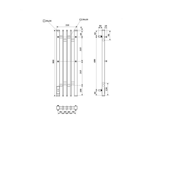 Полотенцесушитель электрический Point Фрея PN20738W П2 180x800 диммер слева белый