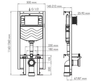 Система инсталляции с унитазом WasserKRAFT Vils 56TLT.010.ME.BN01.H001 кнопка смыва никель