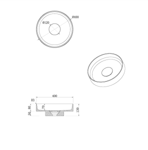 Раковина накладная Armadi Art Sole Corian 801-CLCT 40 см Calacatta