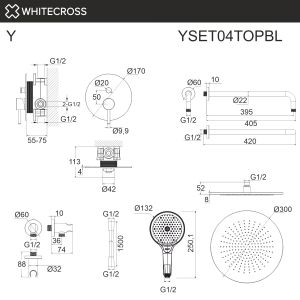 Душевой комплект WHITECROSS Y YSET04TOPGL золото