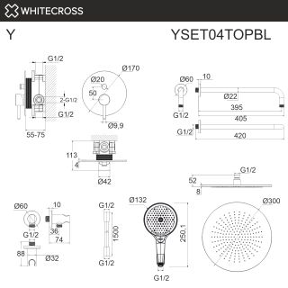 Душевой комплект WHITECROSS Y YSET04TOPGLB брашированное золото Душевой комплект WHITECROSS Y YSET04TOPGLB брашированное золото