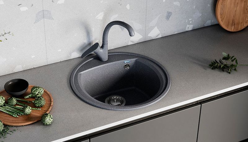 Смеситель для кухни Ulgran Classic U-001-309 тёмно-серый