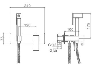 Гигиенический душ со смесителем Splenka S01.52 хром