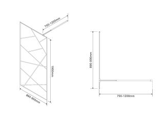 Душевая перегородка Azario Walk-in AZ-271-90-MВ-CRF 90 см профиль чёрный матовый стекло рифлёное