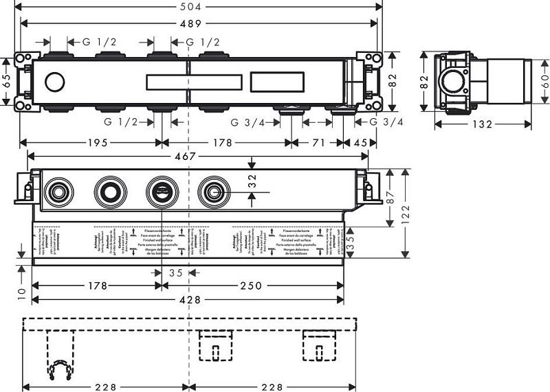 Скрытая часть для 2 потребителей Hansgrohe RainSelect 15310180 Скрытая часть для 2 потребителей Hansgrohe RainSelect 15310180