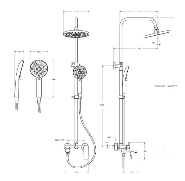 Комплект смесителей для ванной комнаты BelBagno COMFORT-CVD/LS-01 хром