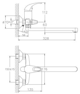 Смеситель для ванны Haiba HB2215 хром