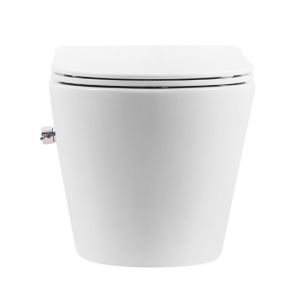 Подвесной унитаз Boheme Avva 973-SET-2-W безободковый с функцией биде белый глянец
