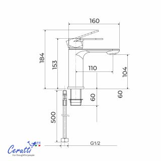 Смеситель для раковины Ceruttispa ОРАЦИО (ORAZIO) CT12069 хром