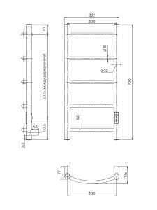Полотенцесушитель электрический Indigo Arc Lux LCALE70-30Rt 70x30 см хром