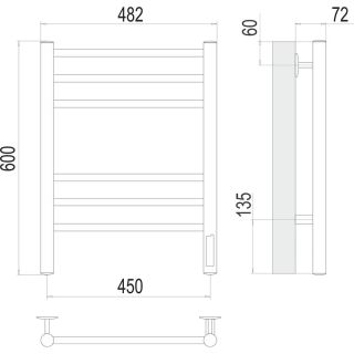 Полотенцесушитель электрический Terminus Аврора 4670078542946 П6 45х60 см чёрный муар
