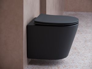 Подвесной унитаз Ceramica Nova Balearica CN6000MB безободковый чёрный матовый