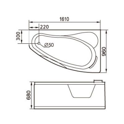 Акриловая ванна Gemy G9046 B R 161x96x68 (белая)