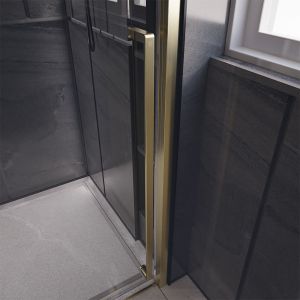 Душевая дверь Veconi Premium Trento PTD-30G, 1500х2000, брашированное золото, стекло прозрачное