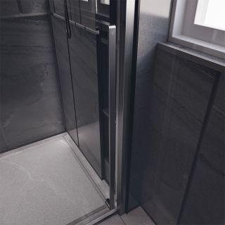 Душевая дверь Veconi Premium Trento PTD-30GR, 1500х2000, брашированный графит, стекло прозрачное