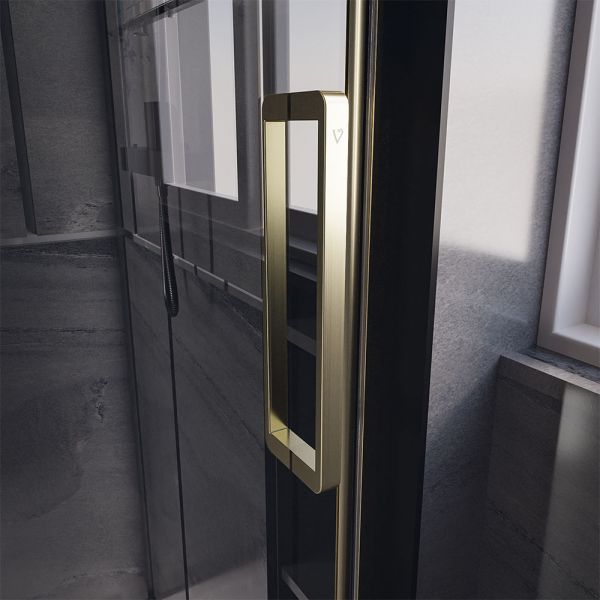 Душевая дверь Veconi Premium Trento PTD-40G, 1500х2000, брашированное золото, стекло прозрачное