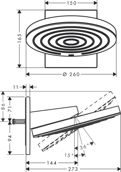 Верхний душ Hansgrohe Pulsify 24150000 хром