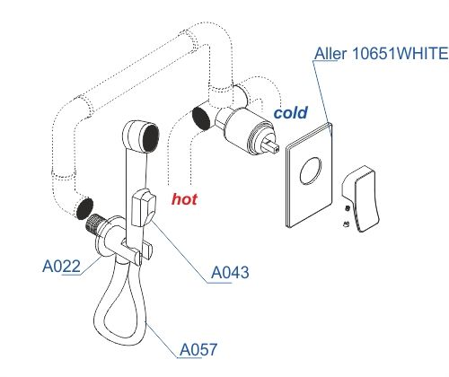Гигиенический набор WasserKRAFT A117451 150 см