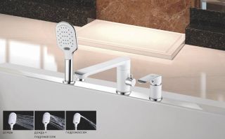 Смеситель на борт ванны Rose R2112F белый/хром Смеситель на борт ванны Rose R2112F белый/хром