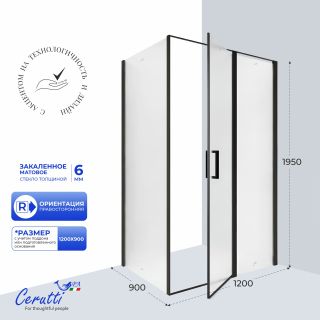 Душевой уголок Ceruttispa ВИКТОРИЯ (VICTORIA) 120BF R 0VICTORIA120BF R 120x90 см профиль чёрный стекло матовое