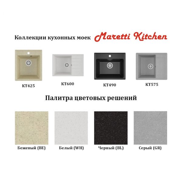 Кухонная мойка Maretti Kitchen KT490-BL, черный
