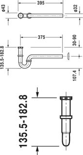 Трубчатый сифон для раковины Duravit 0050260000 Хром Трубчатый сифон для раковины Duravit 0050260000 Хром