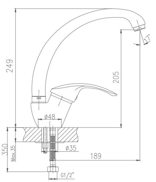 Смеситель для кухни Haiba HB4121 хром Смеситель для кухни Haiba HB4121 хром