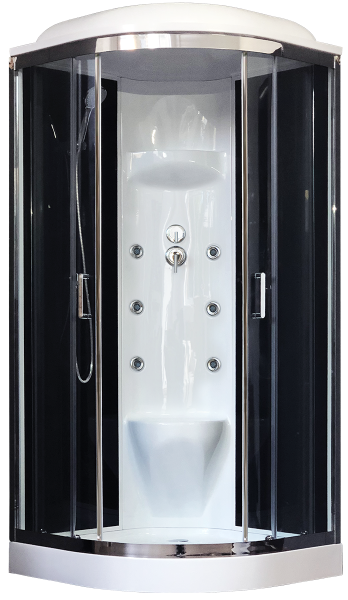 Душевая кабина Royal Bath HK стекло чёрное/прозрачное 100x100см RB100HK7-BT-CH
