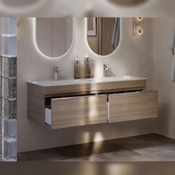Тумба под раковину подвесная Velvex Pulsus tp.PUL.PUL.140.2Y дуб сонома, 140 см