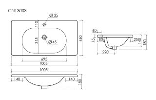 Раковина Ceramicanova Сабо (Sabo) CN13003 100 см белый