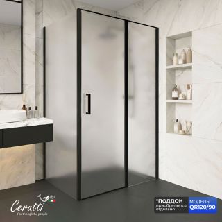 Душевой уголок Ceruttispa ВИКТОРИЯ (VICTORIA) 120BF R 0VICTORIA120BF R 120x90 см профиль чёрный стекло матовое
