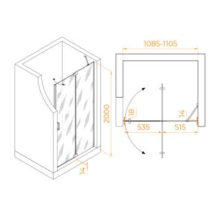 Душевая дверь RGW HO-014Gr 350601411-110 110 см профиль серый стекло прозрачное