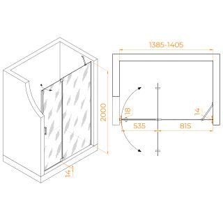 Душевая дверь RGW HO-014B 350601414-24 140 см профиль чёрный стекло матовое-сатинат