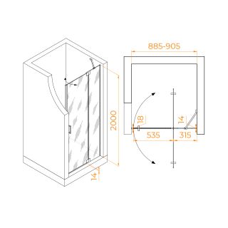 Душевая дверь RGW HO-014Gr 350601409-210 90 см профиль серый стекло матовое-сатинат