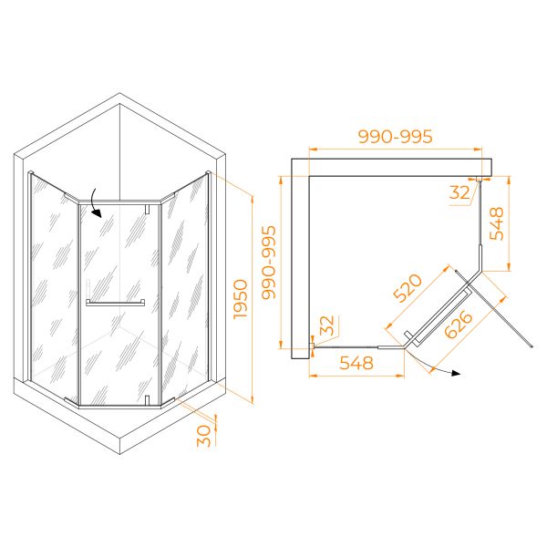Душевой уголок RGW HO-081 350608100-21 100x100см хром