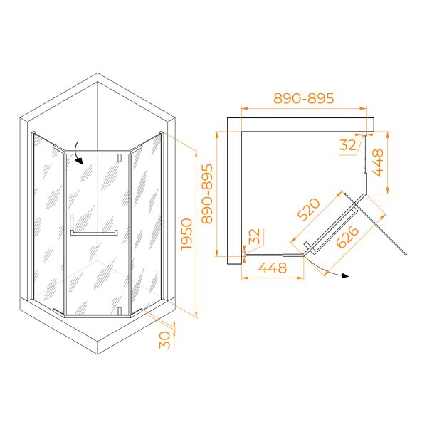 Душевой уголок RGW HO-081B 350608199-14 90x90см чёрный