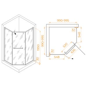 Душевой уголок RGW HO-084 350608400-11 100x100см хром