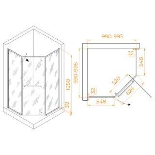 Душевой уголок RGW HO-084 350608400-11 100x100см хром