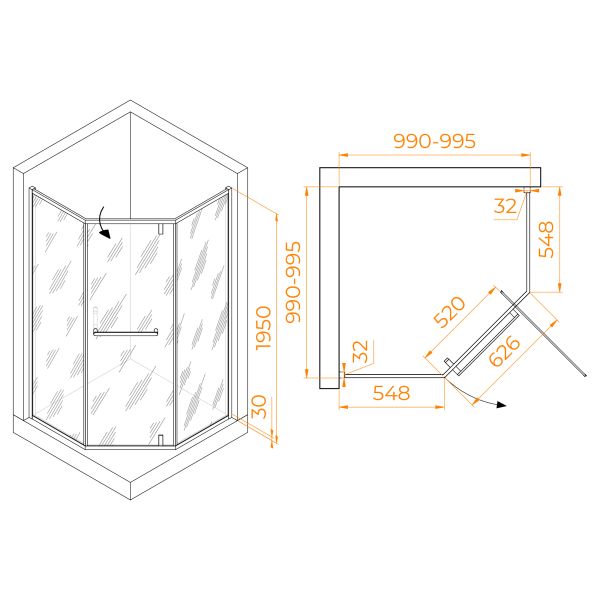 Душевой уголок RGW HO-084 350608400-21 100x100см хром