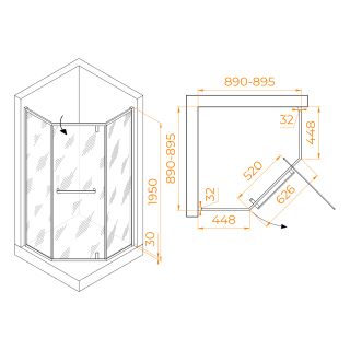 Душевой уголок RGW HO-084 350608499-11 90x90см хром